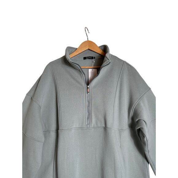 Automet Women's Quarter Zip Soft Fleece Oversized Sweatshirt Size XL Green NWT - Picture 5 of 9